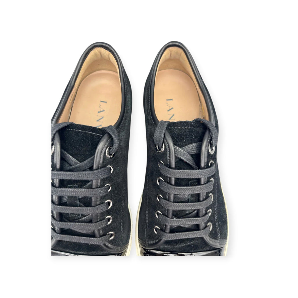 Lanvin Dbb1 Patent Cap Toe Sneaker Elephant Grey | 43