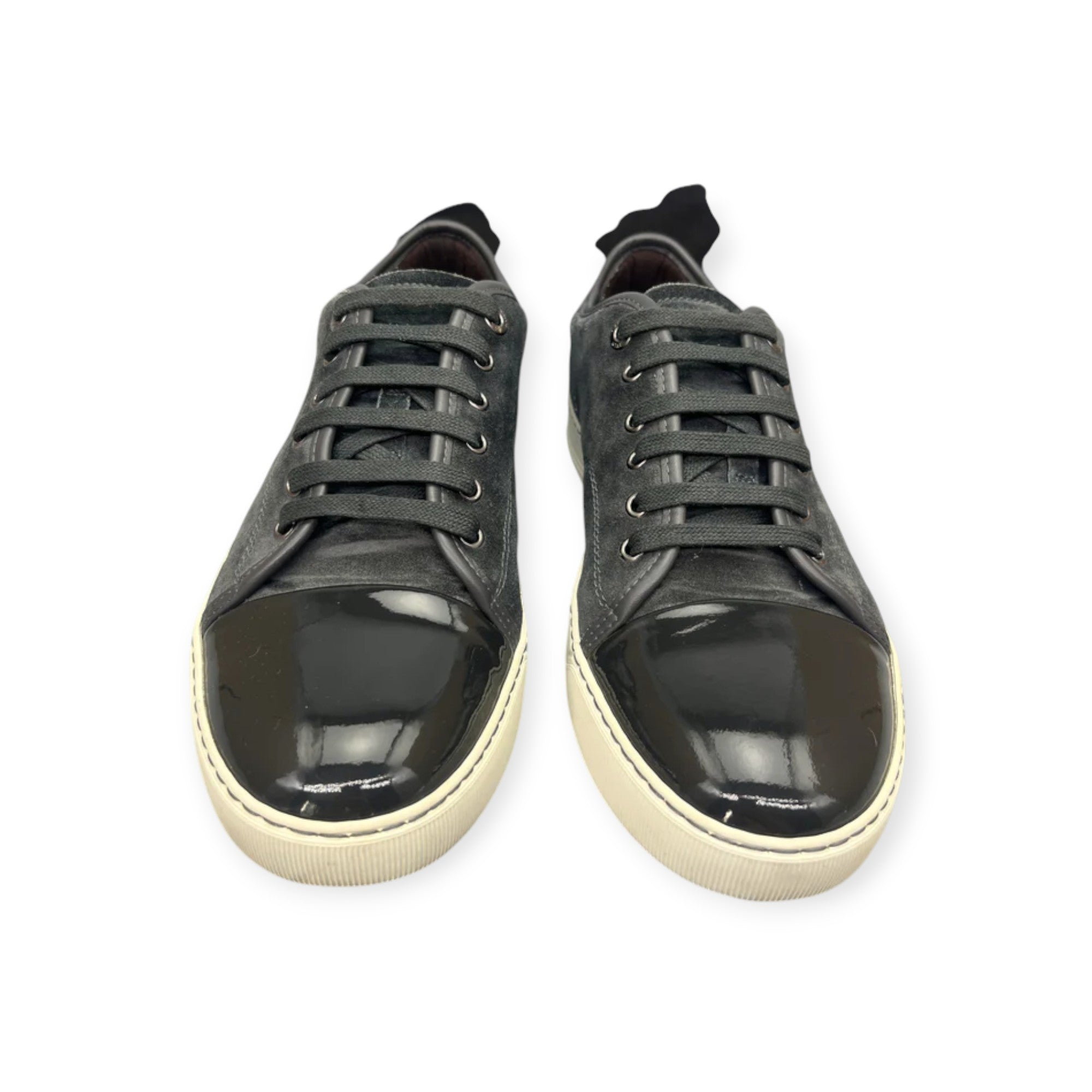 Lanvin Dbb1 Patent Cap Toe Sneaker Elephant Grey | 43